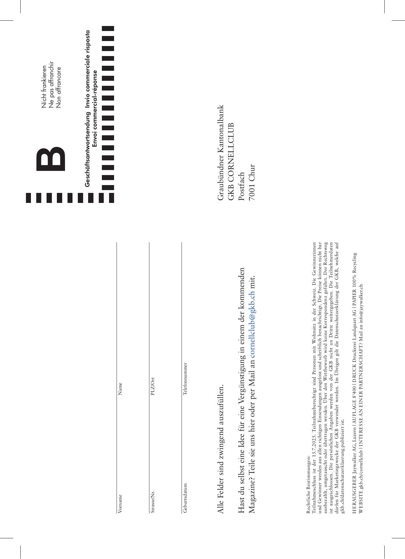 Cornell Club Magazin – Rückseite